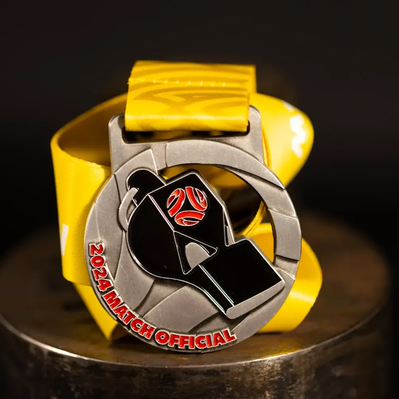 HBF Run For A Reason custom event medal with antique silver finish.